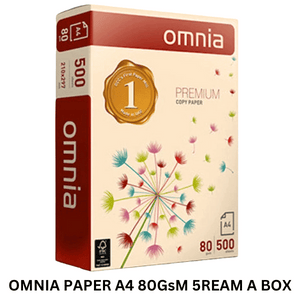 OMNIA PAPER A4 80GsM 5REAM A BOX - YOUTOO TRADING  Enhance your printing tasks with Omnia Paper A4 80gsm 5-Ream Box. This high-quality paper ensures optimal printing results with its smooth texture and reliable performance.