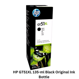 HP GT51XL 135-ml Black Original Ink Bottle - High-quality HP ink for sharp and crisp black prints, perfect for all your printing needs