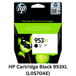HP Cartridge Black 953XL (L0S70AE) - Authentic HP ink cartridge providing crisp black prints with reliability and longevity, ensuring superior printing performance for your documents and projects
