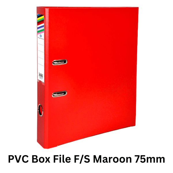 PVC Box File F/S Maroon 75mm