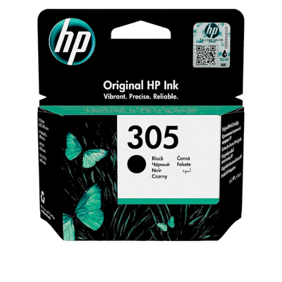 HP Cartridge 305 Black - Original HP ink cartridge delivering crisp, sharp text and clear black prints, ideal for everyday printing needs