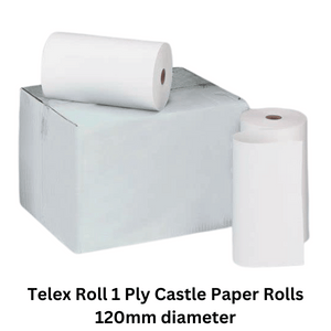 Telex Roll 1 Ply  Castle Paper Rolls 120mm diameter by 214mm width