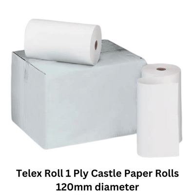 Telex Roll 1 Ply  Castle Paper Rolls 120mm diameter by 214mm width