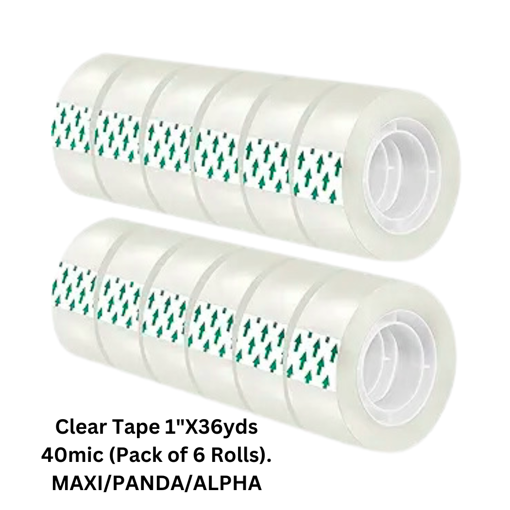 Buy Clear Tape 1"X36yds 40 mic Pack of 6 Roll MAXI PANDA in Qatar