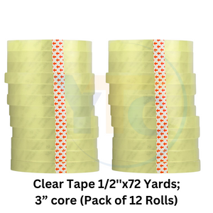 Buy Clear Tape 1/2''x72 Yards; 3” core (Pack of 12 Rolls) In Qatar