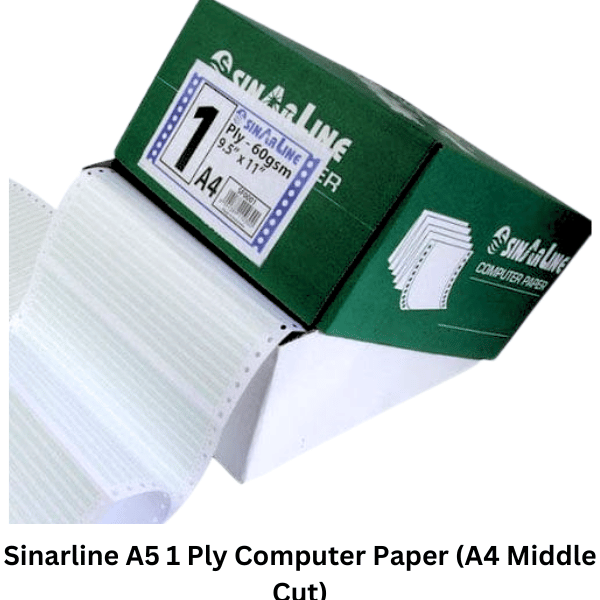 Sinarline A5 1-ply computer paper (A4 middle cut This high-quality paper ensures smooth feeding and reliable printing performance, whether for home, office, or educational use