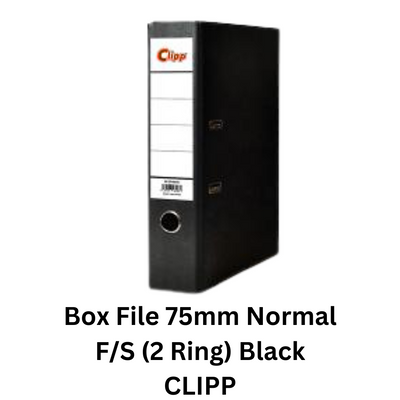 Box File 75mm Normal F/S (2 Ring) Black CLIPP - YOUTOO TRADING 