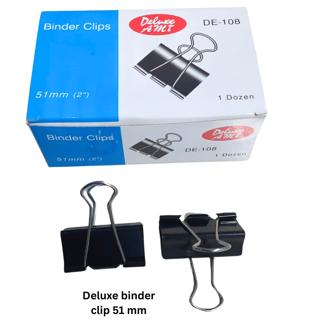 Deluxe Binder Clip 51mm - A pack of 12 sturdy metal binder clips, each measuring 51mm in width, ideal for keeping documents organized