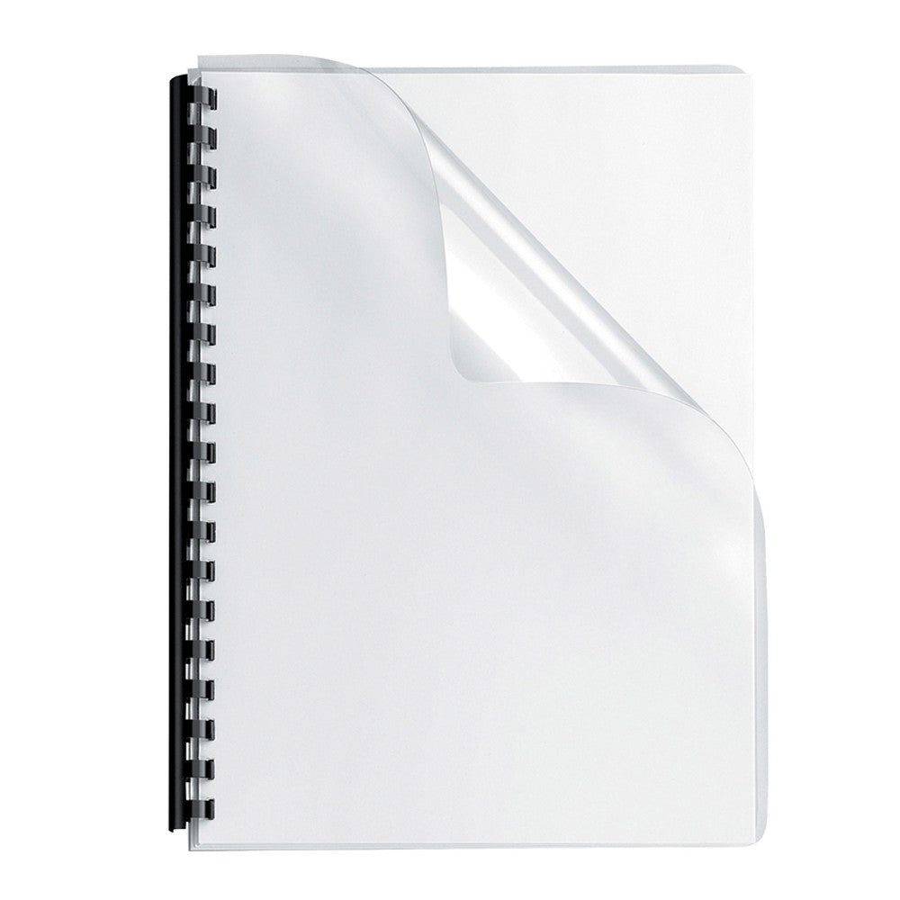 A4 clear PVC binding sheets, 180 micron thick, in a pack of 100, perfect for creating professional-looking, protected document presentations
