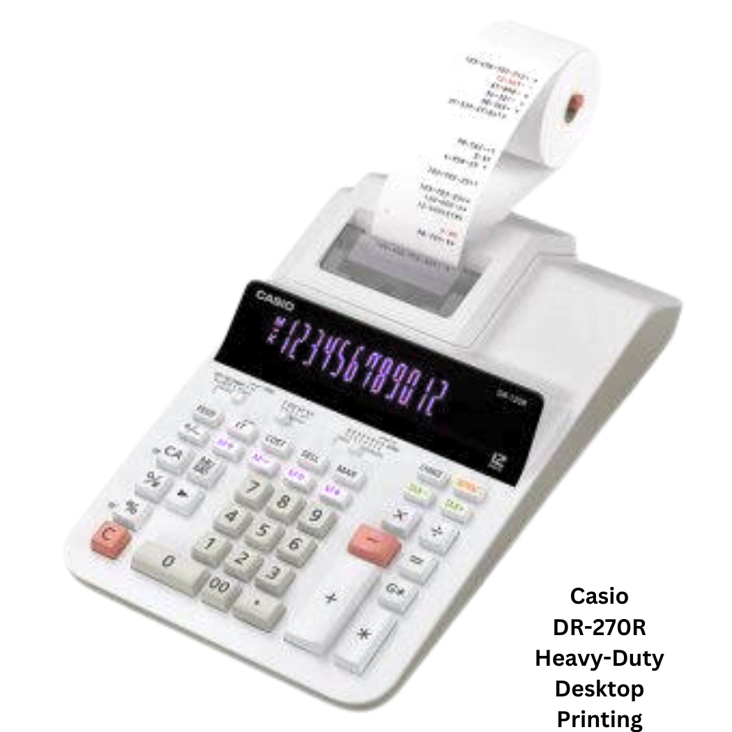 Casio DR-270R Heavy-Duty Desktop Printing Calculator designed for high-volume printing tasks with its durable construction and efficient functionality. Ideal for businesses and offices requiring reliable printing capabilities