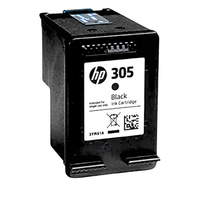 HP Cartridge 305 Black - Original HP ink cartridge delivering crisp, sharp text and clear black prints, ideal for everyday printing needs
