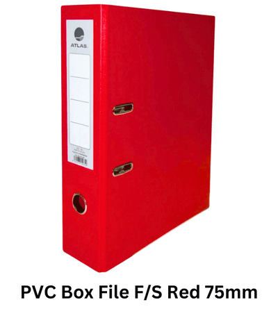 PVC Box File F/S Red 75mm