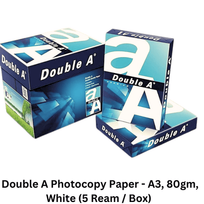Double A Paper A3, 80 gm, White Photocopy Paper (5 Ream / Box) - YOUTOO TRADING 