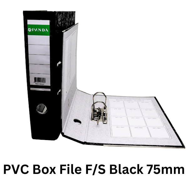 PVC Box File F/S Black 75mm