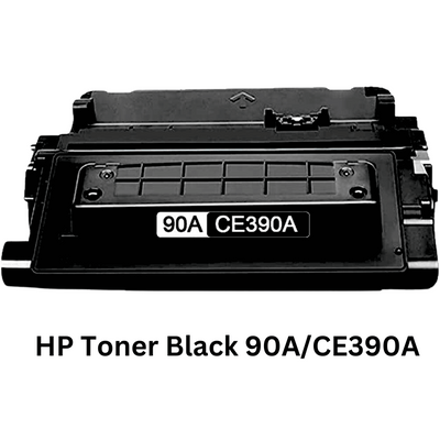 A black HP toner cartridge, specifically designed for printing professional-quality black and white documents with crisp and clear text.