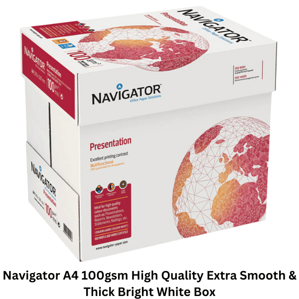 Navigator A4 100gsm High-Quality Paper offers exceptional performance and superior quality for all your printing needs. With its extra-smooth texture and thick construction, this bright white paper ensures crisp and clear prints every time