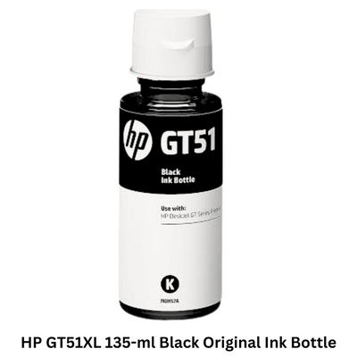 HP GT51XL 135-ml Black Original Ink Bottle - High-quality HP ink for sharp and crisp black prints, perfect for all your printing needs