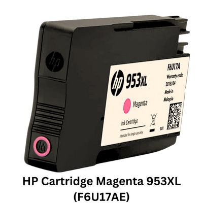 HP Cartridge Magenta 953XL (F6U17AE) - Genuine HP ink cartridge for rich magenta prints, ensuring sharp and vivid colors with every page.