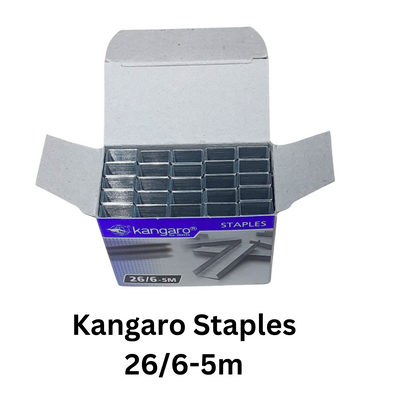 Explore Kangaro Staples 26/6-5m, perfect for stapling documents with ease and efficiency. Available in a pack for your convenience.