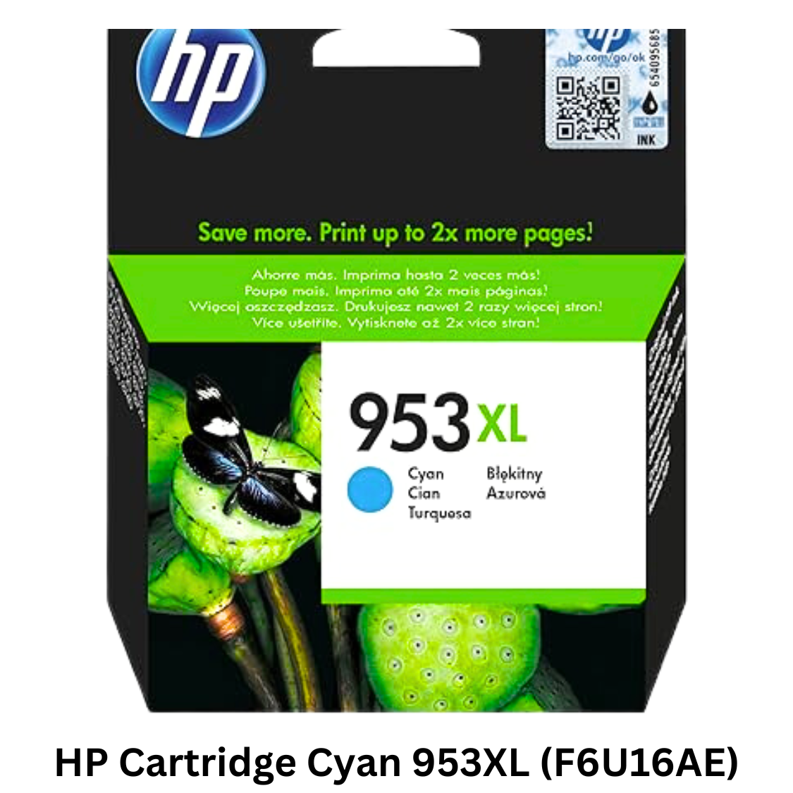 HP Cartridge Cyan 953XL (F6U16AE) - Genuine HP ink cartridge for brilliant cyan prints, delivering high-quality and consistent results for all your printing needs