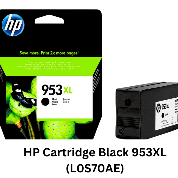 HP Cartridge Black 953XL (L0S70AE) - Authentic HP ink cartridge providing crisp black prints with reliability and longevity, ensuring superior printing performance for your documents and projects