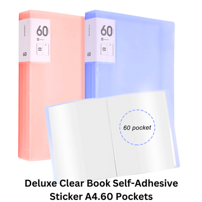 Buy Deluxe Clear Book Self-Adhesive Sticker A4.60 Pockets in qatar
