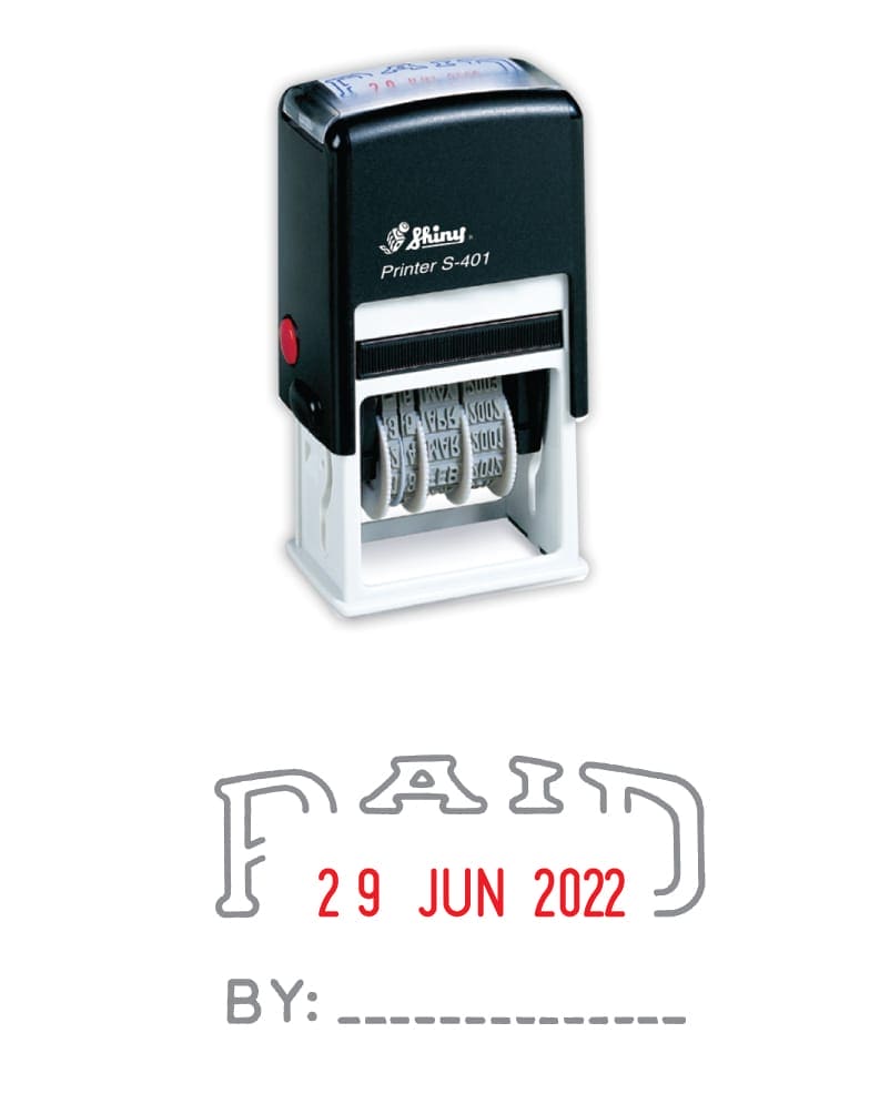 Shiny Self - Inking Date Stamp with Text PAID S-401