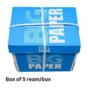 An image of the A4 paper 80gsm Box of 5 reams, showcasing its packaging and brand logo