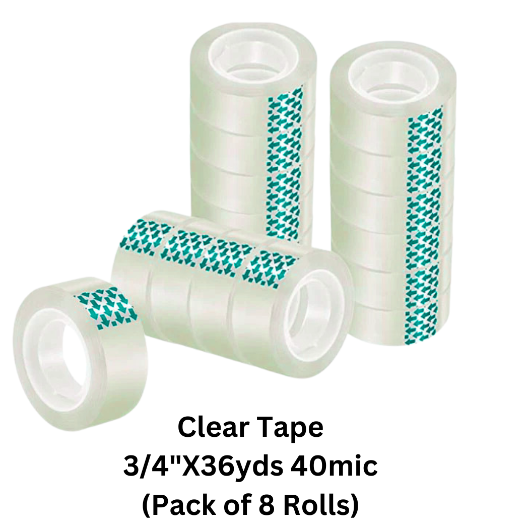 Buy Clear Tape 3/4"X36yds 40mic (Pack of 8 Rolls) In Qatar