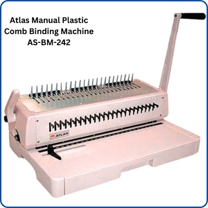 Image of the Atlas Manual Plastic Comb Binding Machine AS-BM-242, a compact and versatile binding solution for offices and schools.