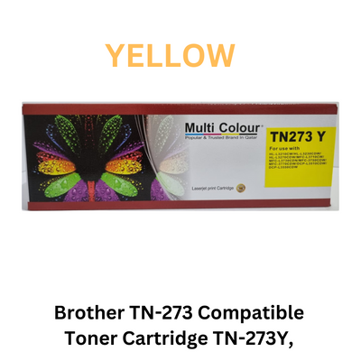 Image showing a Brother TN-273 Compatible Toner Cartridge set including TN-273Black, TN-273C, TN-273Y, TN-273M, suitable for Brother laser printers, with clear packaging and labeling
