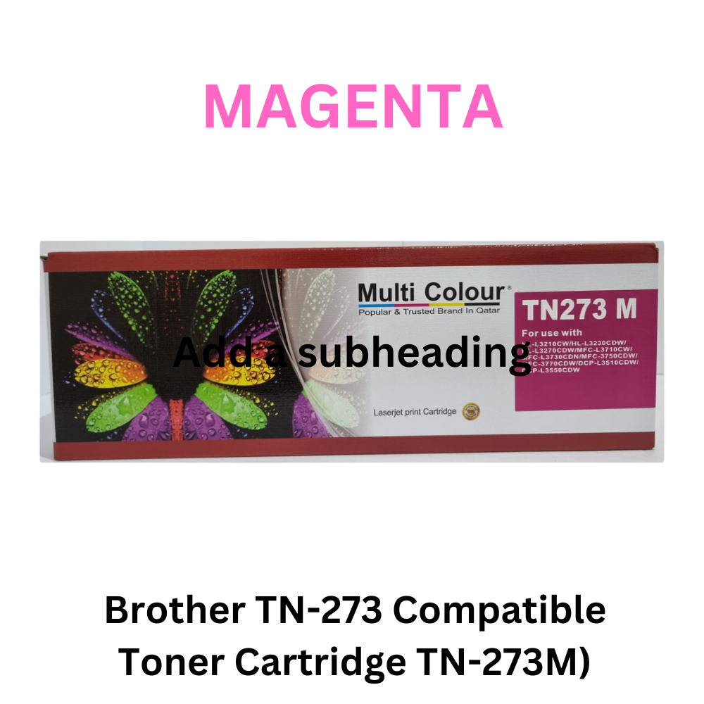 Image showing a Brother TN-273 Compatible Toner Cartridge set including TN-273Black, TN-273C, TN-273Y, TN-273M, suitable for Brother laser printers, with clear packaging and labeling