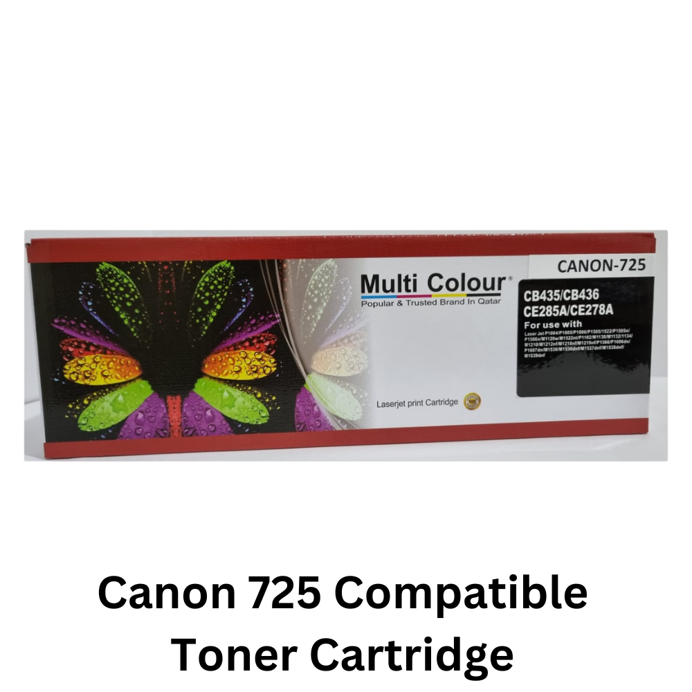 Image of a Canon 725 Compatible Toner Cartridge, suitable for Canon laser printers, featuring clear labeling and packaging
