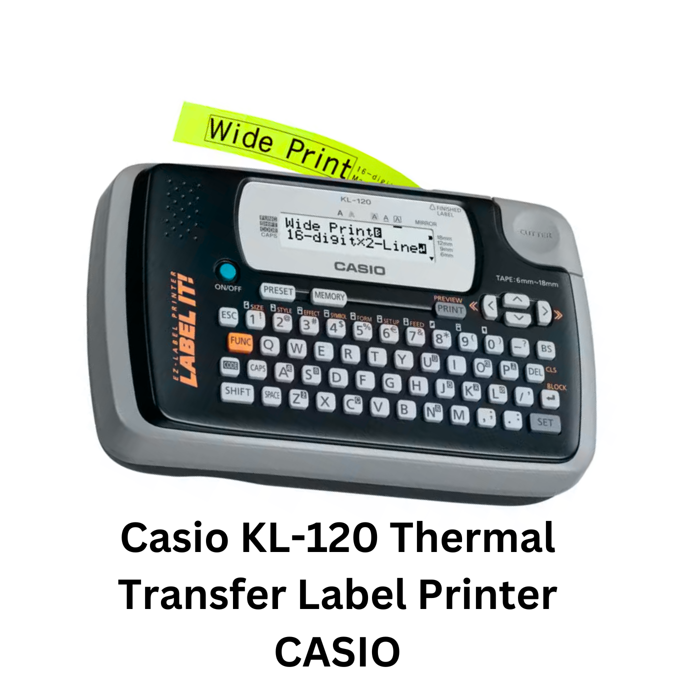 Casio KL-120 Thermal Transfer Label Printer. This compact and versatile label printer from Casio is designed for efficient and high-quality label printing. With its user-friendly interface, it's perfect for various labeling tasks