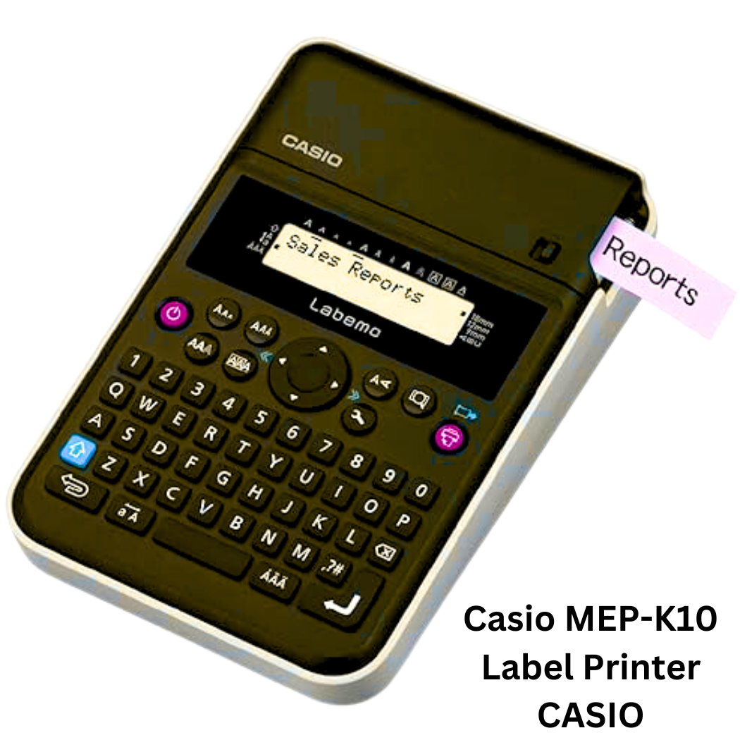 Casio MEP-K10 Label Printer. A versatile label printer designed for various labeling needs, offering ease of use and high-quality printing