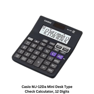 Casio MJ-12Da Mini Desk Type Check Calculator with 12-digit display, perfect for accurate calculations in offices, homes, or schools.