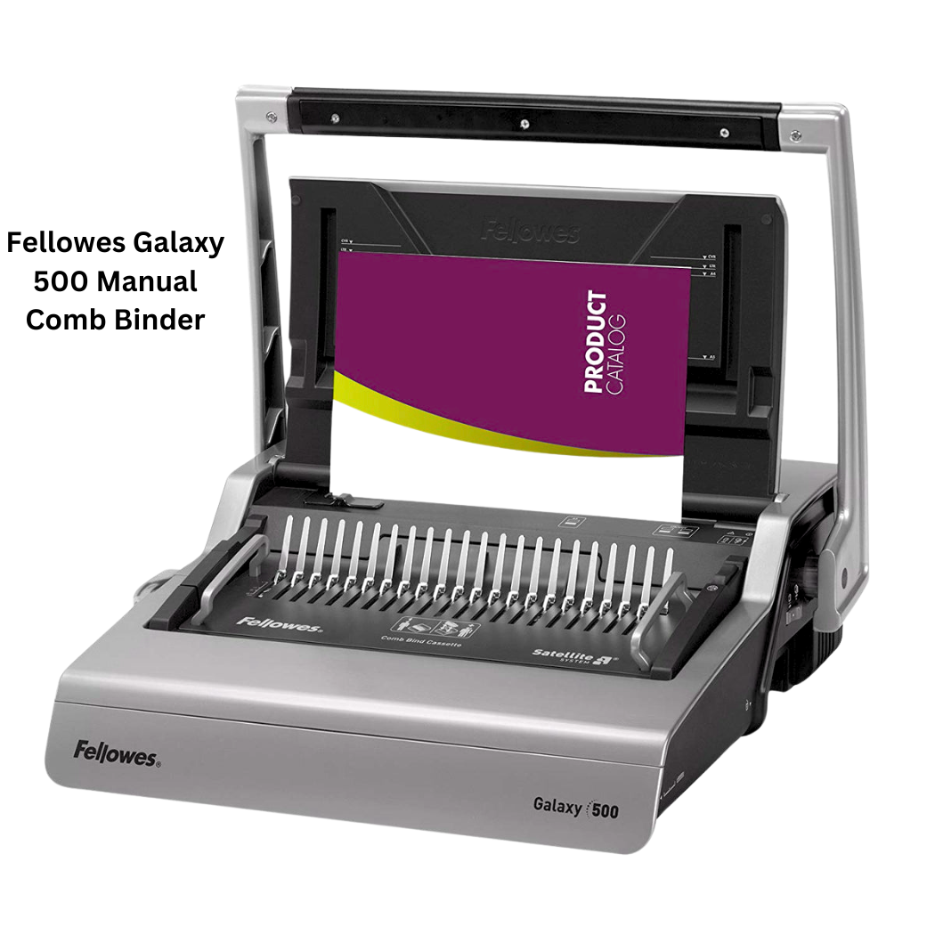  Image of the Fellowes Galaxy 500 Manual Comb Binder, a sturdy manual comb binding machine for efficient document binding in office environments, offering precise binding for up to 500 sheets.
