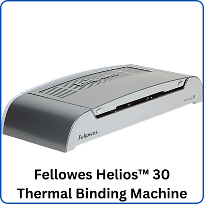  Image of the Fellowes Helios™ 30 Thermal Binding Machine, a sleek and efficient thermal binding solution for documents up to 300 sheets.