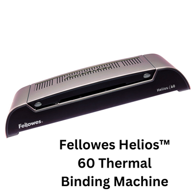  Image of the Fellowes Helios™ 60 Thermal Binding Machine, a high-capacity thermal binder ideal for large projects in offices, schools, and businesses.