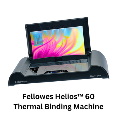  Image of the Fellowes Helios™ 60 Thermal Binding Machine, a high-capacity thermal binder ideal for large projects in offices, schools, and businesses.