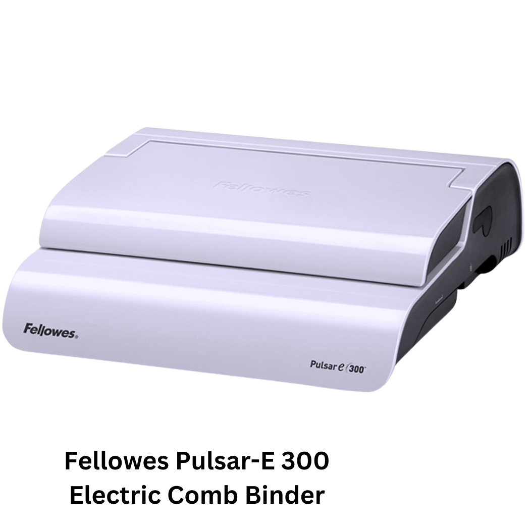  Image of the Fellowes Pulsar-E 300 Electric Comb Binder, a user-friendly electric binding machine ideal for offices, schools, and businesses.