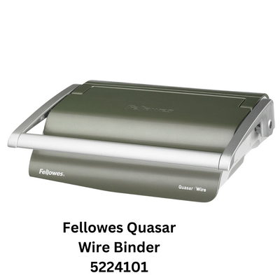 Image of the Fellowes Quasar Wire Binder 5224101, a wire binding machine designed for professional document binding tasks, offering reliable wire binding for up to 130 sheets with user-friendly features and durable construction