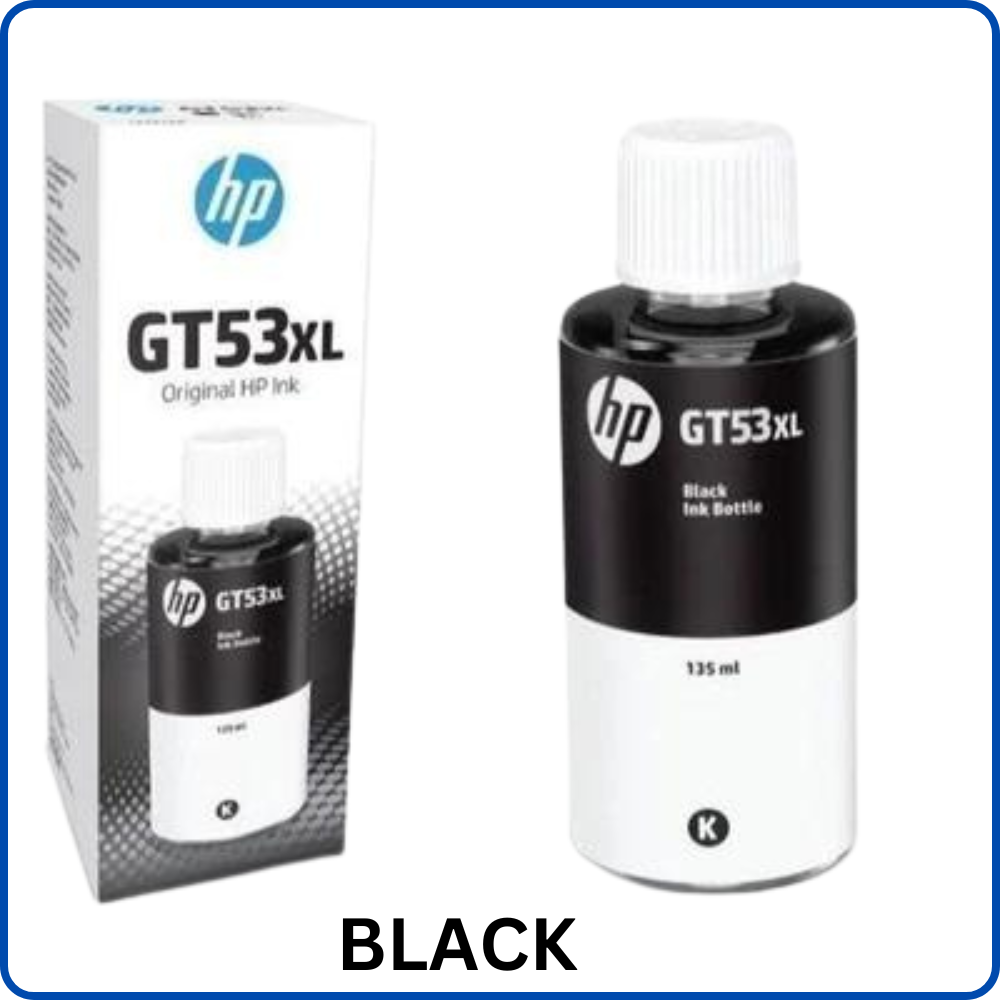 HP 1VV21AE GT53XL Original Black Ink Bottle 135ml, ideal for high-quality, high-volume printing.