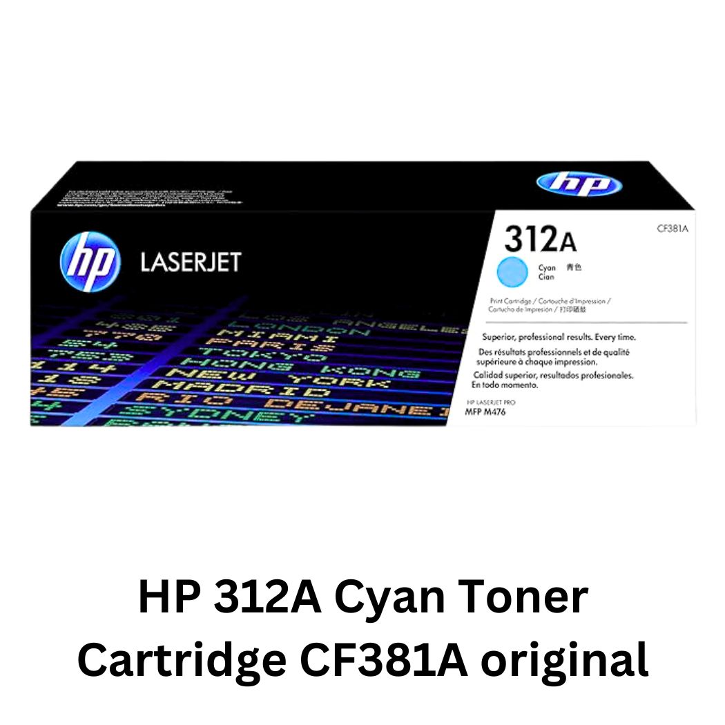 HP 312A Cyan Toner Cartridge CF381A - Original cyan toner cartridge for HP Color LaserJet Pro printers
