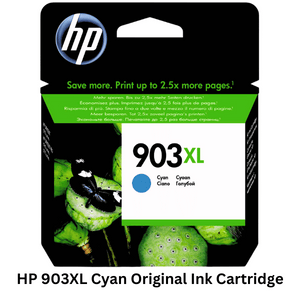 HP 903XL Cyan Original Ink Cartridge: Genuine HP ink cartridge in cyan color for vibrant and long-lasting prints. Compatible with select HP printers