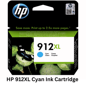 HP 912XL Cyan Ink Cartridge - Original HP ink cartridge designed to produce crisp cyan hues and reliable printing performance