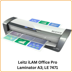 An image of the Leitz iLAM Office Pro Laminator A3 (LE 7471), showcasing its advanced features and sleek design for professional laminating in offices and businesses.
