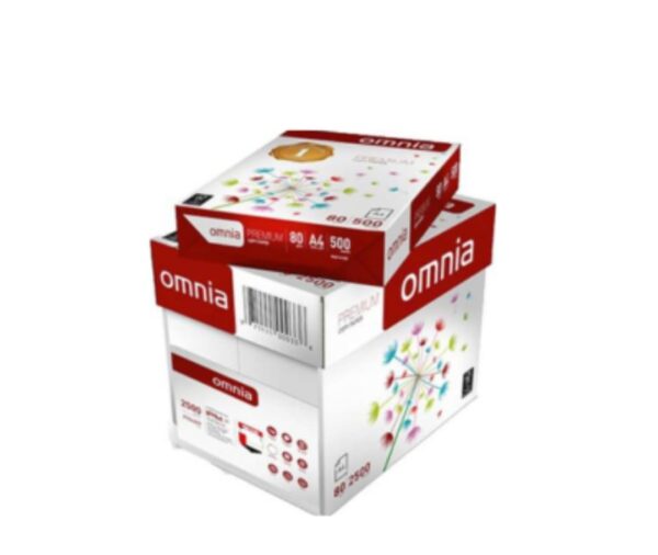 Omnia A4 80 gsm High Quality Extra Smooth & Thick Bright White Paper – Pack of 5 Reams